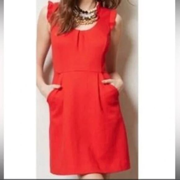 Anthropologie Dresses & Skirts - Anthropologie Tabitha SZ 0 Red Scoop Neck Textured Dress